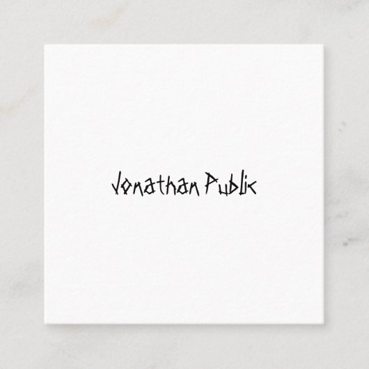 Moderne eenvoudige Sjabloon Hand Script Profession Vierkante Visitekaartje (Voorkant)