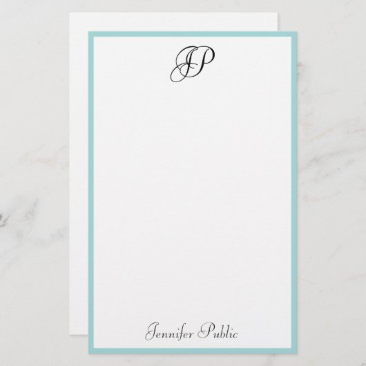 Moderne eenvoudige Sjabloon Handgeschreven monogra Briefpapier (Voorkant / Achterkant)