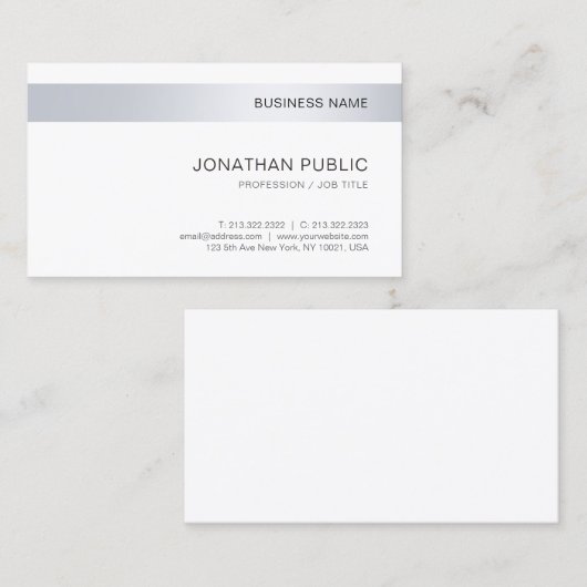 Moderne, eenvoudige Sjabloon in de vorm van elegan Visitekaartje (Voorkant / Achterkant)