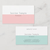 Moderne eenvoudige Sjabloon Mint Green Blush Pink Visitekaartje (Voorkant / Achterkant)