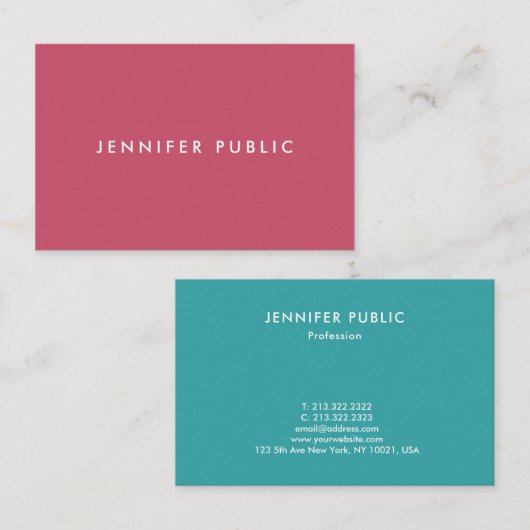 Moderne, eenvoudige Sjabloon Trend Colors Professi Visitekaartje (Voorkant / Achterkant)