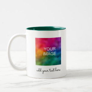 Moderne Eenvoudige Sjabloon Upload Uw Foto of Logo Tweekleurige Koffiemok