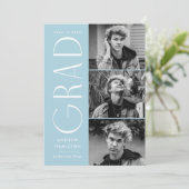 Moderne Eenvoudige Sky Blue Photo Graduparty Kaart (Staand voorkant)