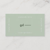 Moderne, eenvoudige sleuf voor groen monogram visitekaartje (Achterkant)