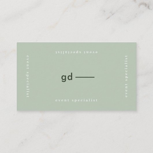 Moderne, eenvoudige sleuf voor groen monogram visitekaartje (Achterkant)