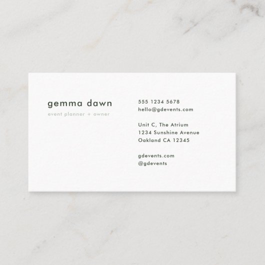 Moderne, eenvoudige sleuf voor groen monogram visitekaartje (Voorkant)