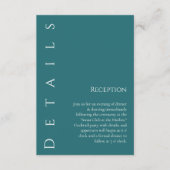 Moderne eenvoudige smaragd groen-bruiloft details- informatiekaartje (Voorkant)