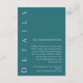 Moderne eenvoudige smaragd groen-bruiloft details- informatiekaartje (Achterkant)