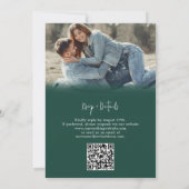 Moderne Eenvoudige Smaragdgroene RSVP QR code Brui Kaart (Achterkant)