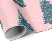 Moderne eenvoudige, sneeuwige, groene kerstbomen r cadeaupapier (Rol Hoek)