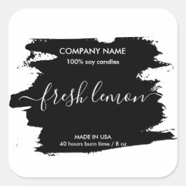 Moderne, eenvoudige, Soy Candle Black & White Vierkante Sticker