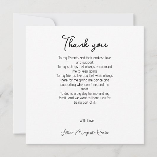 Moderne eenvoudige Spaanse flat dank u kaart (Achterkant)