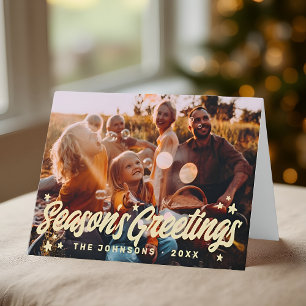 Moderne Eenvoudige Speelse Groeten Sterren Familie Feestdagen Kaart