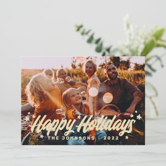 Moderne eenvoudige speelse groetjes Sterren Feestdagenkaart (Staand voorkant)