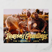 Moderne eenvoudige speelse groetjes Sterren Folie Feestdagen Briefkaart (Voorkant)