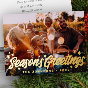 Moderne eenvoudige speelse groetjes Sterren Folie Feestdagenkaart