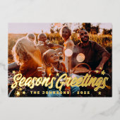 Moderne eenvoudige speelse groetjes Sterren Folie Feestdagenkaart (Voorkant)