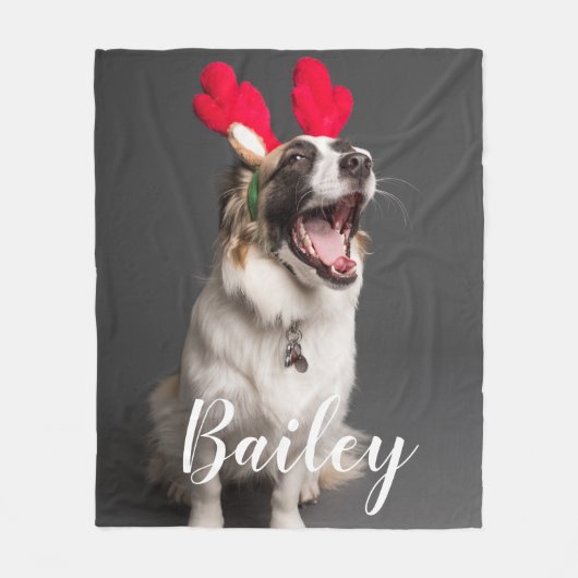 Moderne eenvoudige speelse huisdier foto fleece deken (Voorkant)