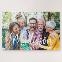 Moderne Eenvoudige Speelse Script Familie Foto Legpuzzel
