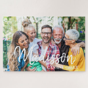 Moderne Eenvoudige Speelse Script Familie Foto Legpuzzel