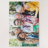 Moderne Eenvoudige Speelse Script Familie Foto Legpuzzel (Verticaal)