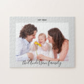 Moderne Eenvoudige Speelse Script Familie Foto Legpuzzel (Horizontaal)