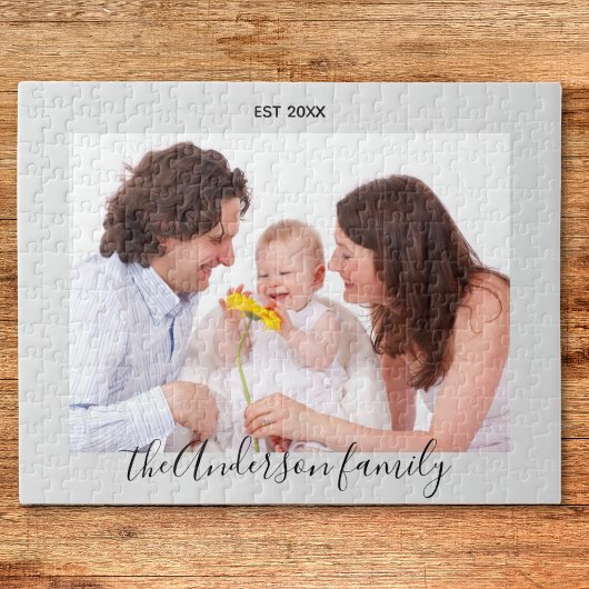 Moderne Eenvoudige Speelse Script Familie Foto Legpuzzel