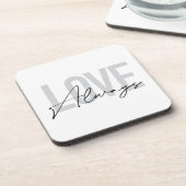 Moderne, eenvoudige stadtypografie "Liefde Altijd" Bier Onderzetter (Linkerzijde)