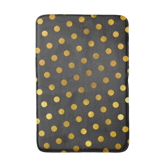 Moderne eenvoudige steenkool en goudpokkendots badmat (Voorkant Verticaal)