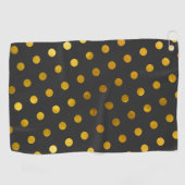 Moderne eenvoudige steenkool en goudpokkendots golfhanddoek (Horizontaal)