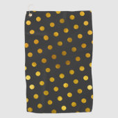 Moderne eenvoudige steenkool en goudpokkendots golfhanddoek (Voorkant)