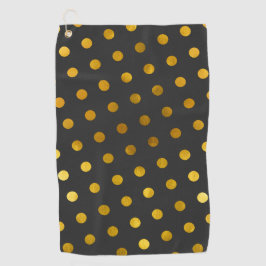 Moderne eenvoudige steenkool en goudpokkendots golfhanddoek