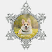 Moderne Eenvoudige Stijlvolle Gepersonaliseerde Fo Tin Sneeuwvlok Ornament (Voorkant)