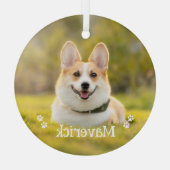 Moderne eenvoudige stijlvolle gepersonaliseerde hu glas ornament (Achterkant)