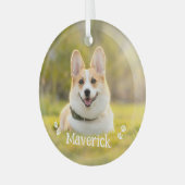 Moderne eenvoudige stijlvolle gepersonaliseerde hu glas ornament (Voorkant links)