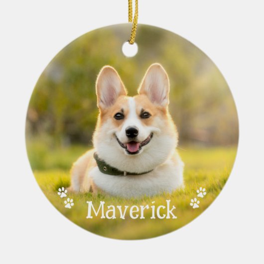 Moderne eenvoudige stijlvolle gepersonaliseerde hu keramisch ornament (Voorkant)