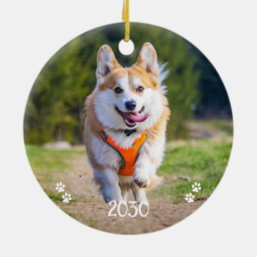 Moderne eenvoudige stijlvolle gepersonaliseerde hu keramisch ornament (Achterkant)