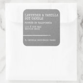 Moderne eenvoudige stijlvolle grijze kaarslabels v vierkante sticker (Tas)