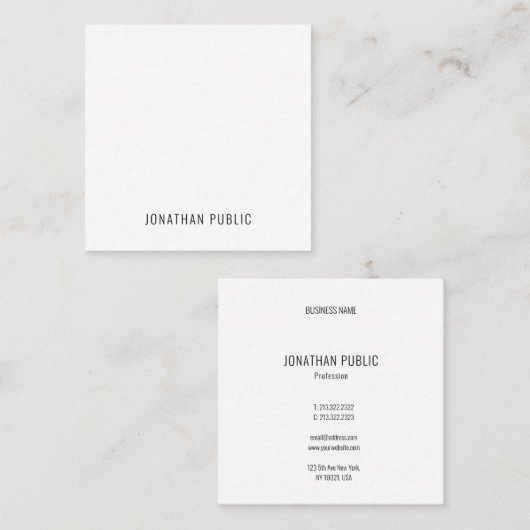 Moderne, eenvoudige, stijlvolle Sjabloon Vierkante Visitekaartje (Voorkant / Achterkant)