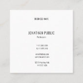 Moderne, eenvoudige, stijlvolle Sjabloon Vierkante Visitekaartje (Achterkant)