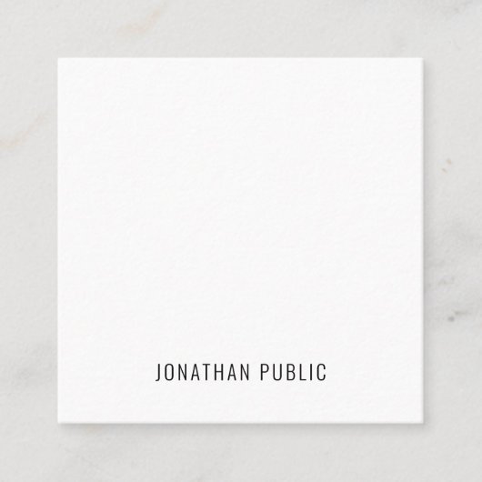 Moderne, eenvoudige, stijlvolle Sjabloon Vierkante Visitekaartje (Voorkant)