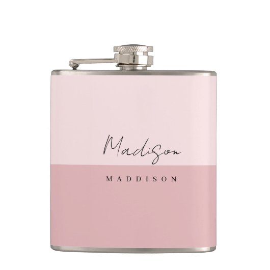 Moderne, eenvoudige, stijlvolle, zwarte roze Vinta Heupfles (Voorkant)