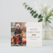 Moderne eenvoudige Stippen Fun 1-fotokerstfeestdag Feestdagenkaart (Staand voorkant)