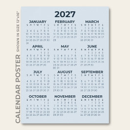 Moderne Eenvoudige Stofblauw 2027 Agenda Poster