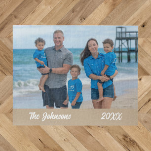 Moderne Eenvoudige Strand Familie Foto Legpuzzel