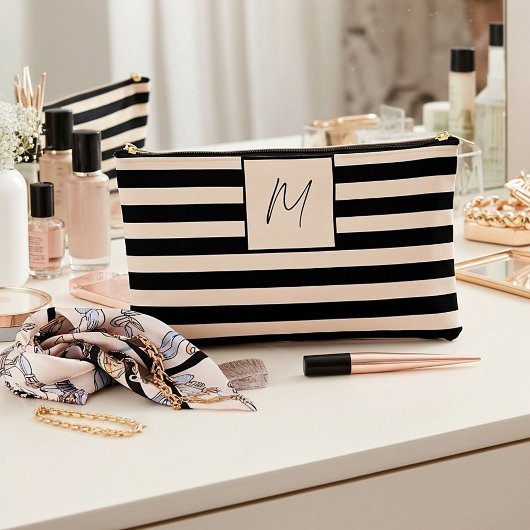 Moderne eenvoudige strepen monogram etui