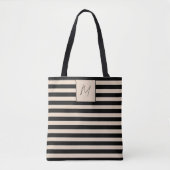 Moderne eenvoudige strepen monogram tote bag (Voorkant)