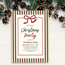 Moderne Eenvoudige Strepen & Strik Kerstfeest