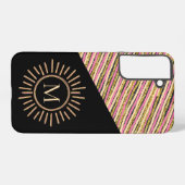 Moderne eenvoudige Stripes Monogram kleurrijk Gold Samsung Galaxy Hoesje (Achterkant horizontaal)