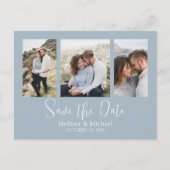 Moderne Eenvoudige Stusty Blue Elegant 3 Fotobudge Briefkaart (Voorkant)